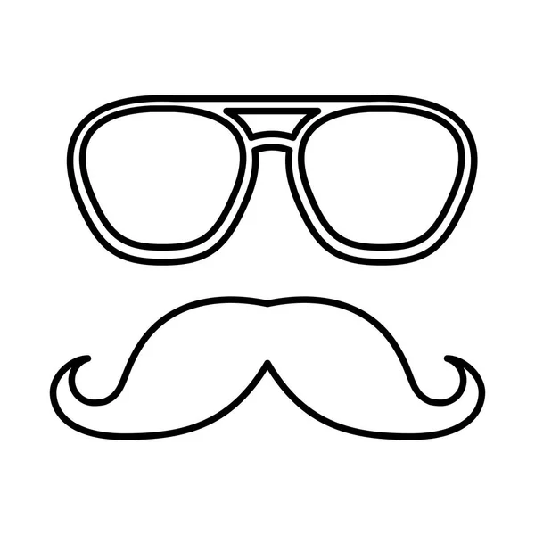 Silhueta bigode ícone isolado — Vetor de Stock
