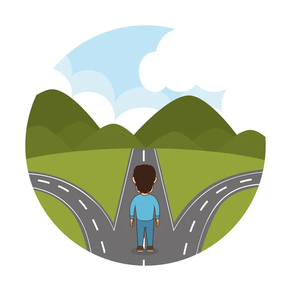 Person walking in the road — Stock Vector