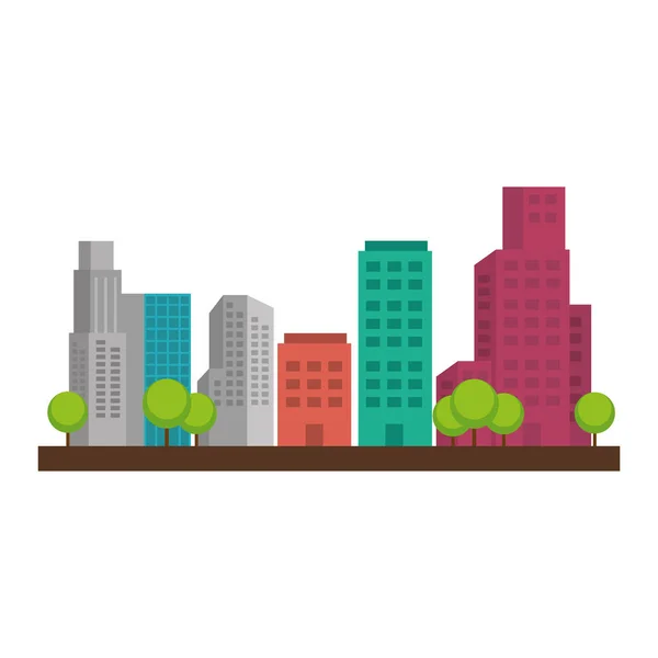 Edificios de paisaje urbano skyline icono — Vector de stock