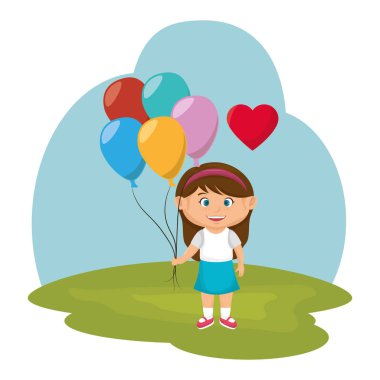 Balon hava ile küçük kız