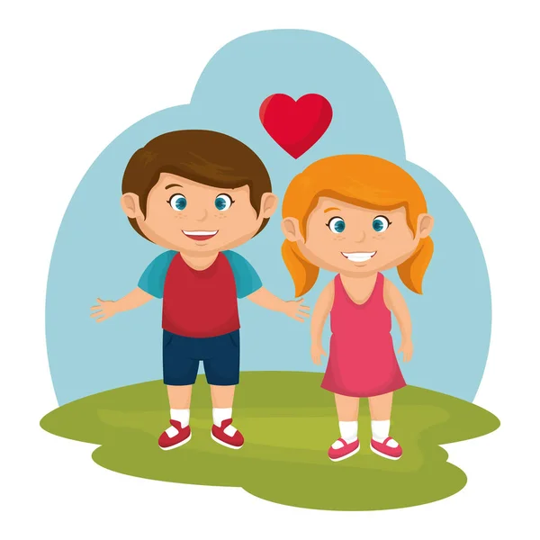 Little couple lovers icon — Stock Vector