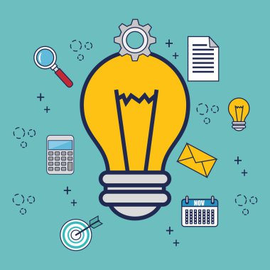 Office iş ekipmanları düz simgeler