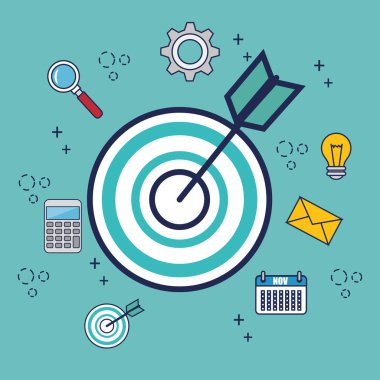 Office iş ekipmanları düz simgeler