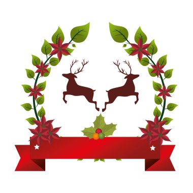mutlu neşeli Noel Ren geyiği kartı