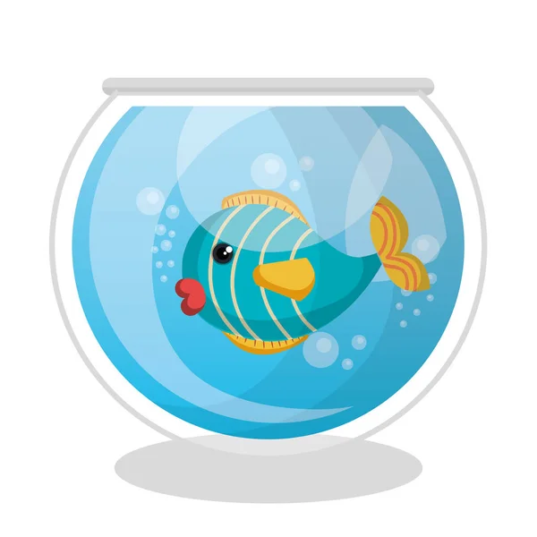 Fisk maskot i akvarium — Stock vektor