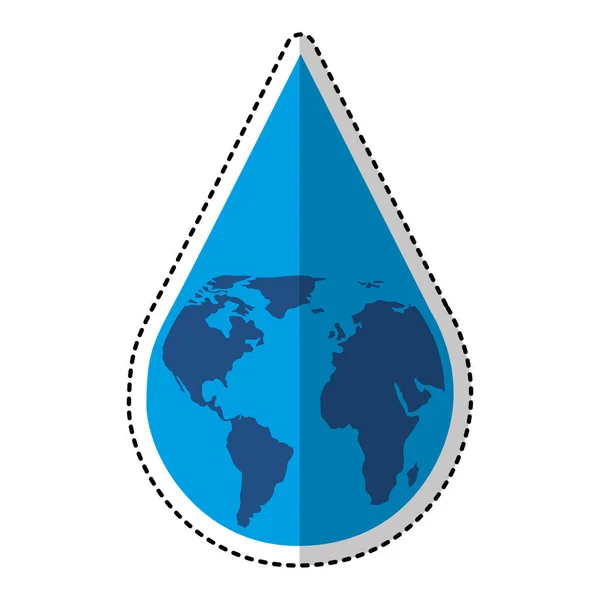 Water drop with earth planet — Stock Vector