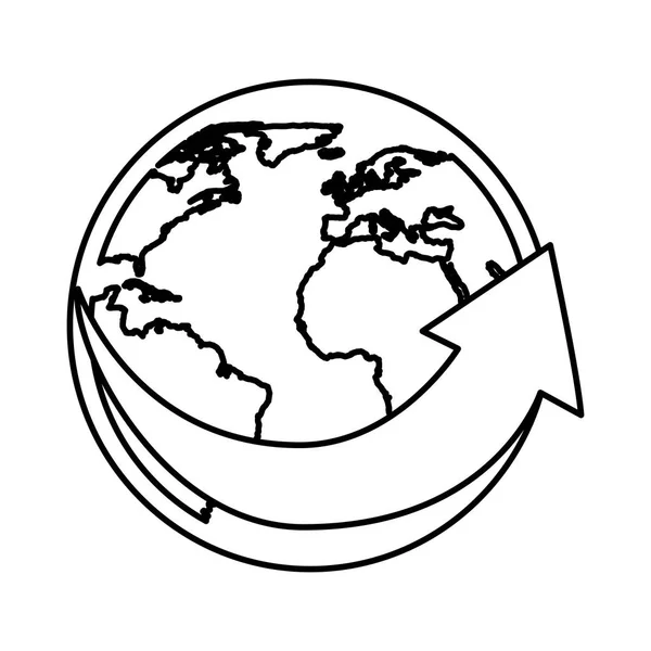 Planeta com ícone de setas — Vetor de Stock