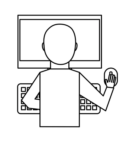 Person using computer icon — Stock Vector