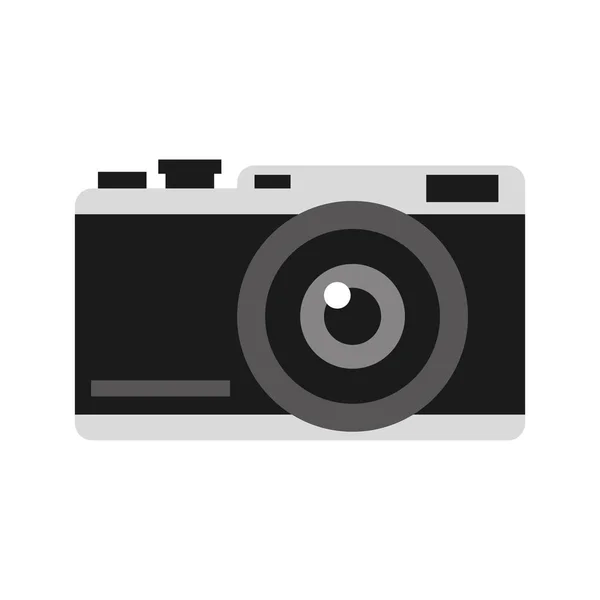 Cámara fotográfica con icono de flash — Vector de stock