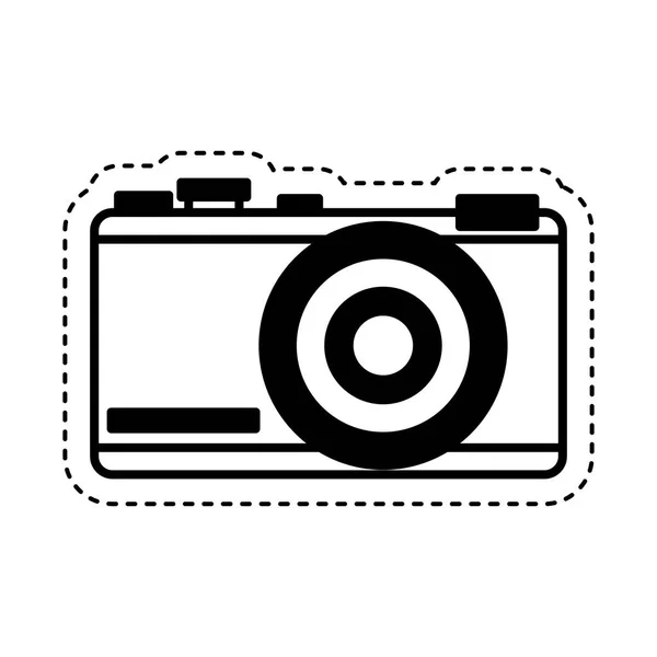 Cámara fotográfica con icono de flash — Vector de stock