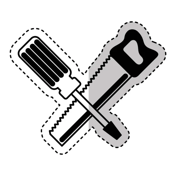 Handsaw and screwdriver tools isolated icon — Stock Vector