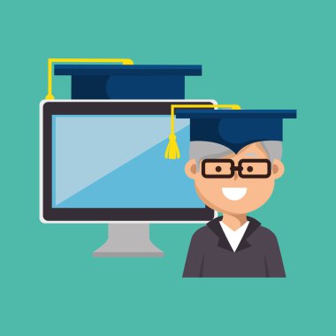 eğitim online düz simgeler