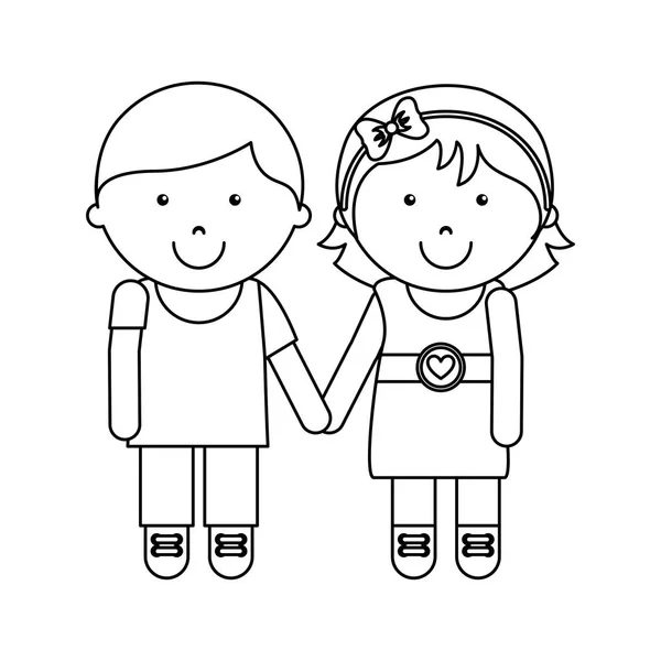 Mignon petit couple personnage — Image vectorielle