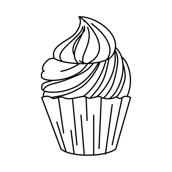 Delicioso cupcake dulce icono — Vector de stock