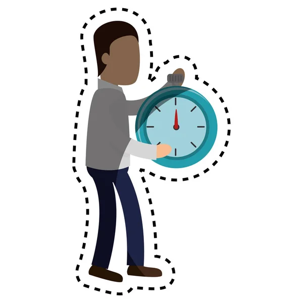 Kronometre ile işadamı karakter avatar — Stok Vektör