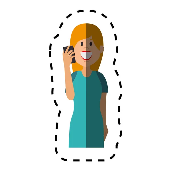 女人头像性格与智能手机 — 图库矢量图片