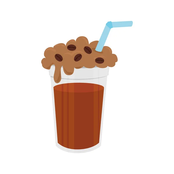 Koffie iced heerlijke pictogram — Stockvector