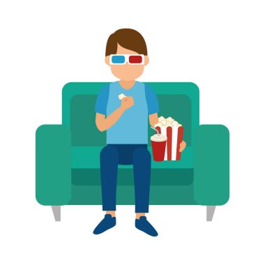 3D film izlerken kişi