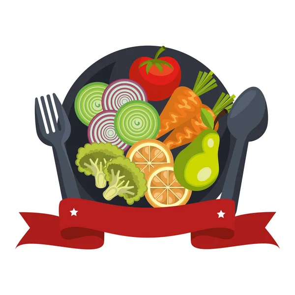 Salad vegetables fresh icon — Stock Vector