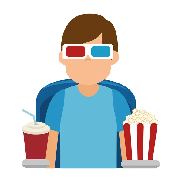 Person watching 3d movies — Stock Vector