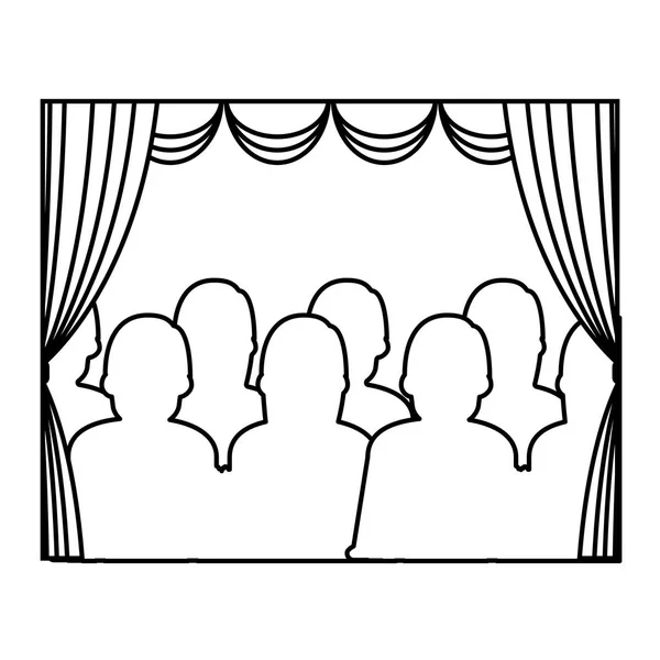 Theater courtain uiterlijk vertoon pictogram — Stockvector