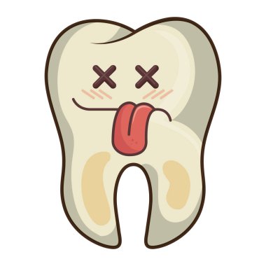 Diş komik karakter kawaii stili