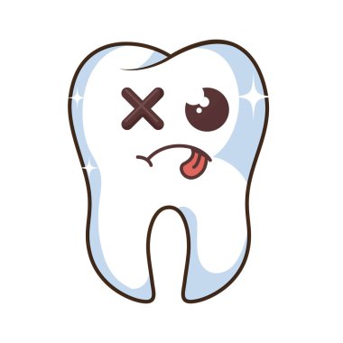 Diş komik karakter kawaii stili