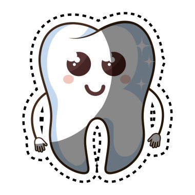 Diş komik karakter kawaii stili