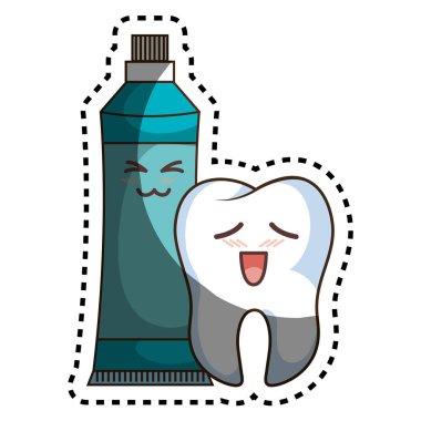 diş macunu kawaii tarzı ile komik karakter