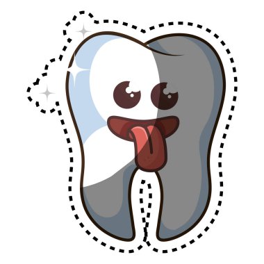 Diş komik karakter kawaii stili