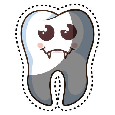 Diş komik karakter kawaii stili