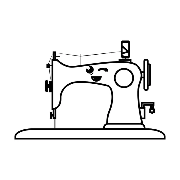 Machine à coudre personnage comique icône isolée — Image vectorielle