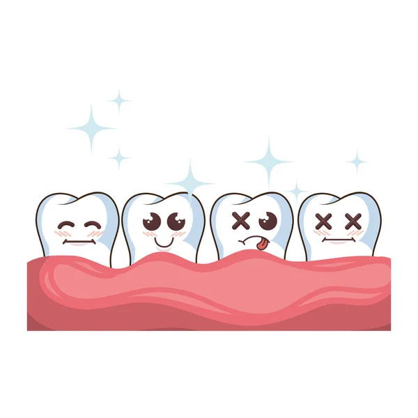 牙齿的风趣的人物卡哇伊风格 — 图库矢量图片