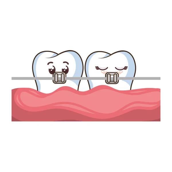 牙齿的风趣的人物卡哇伊风格 — 图库矢量图片