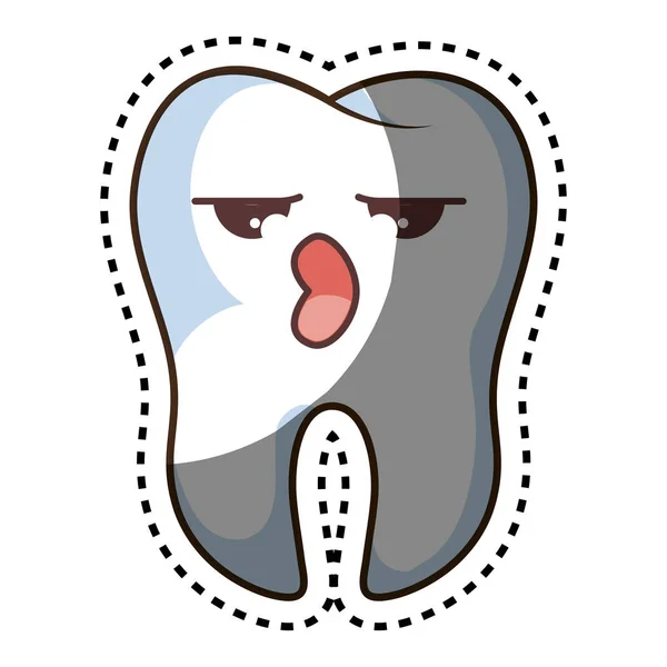 Dientes carácter divertido estilo kawaii — Vector de stock