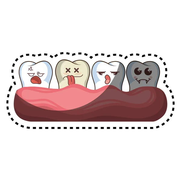 Establecer dientes divertido carácter kawaii estilo — Vector de stock