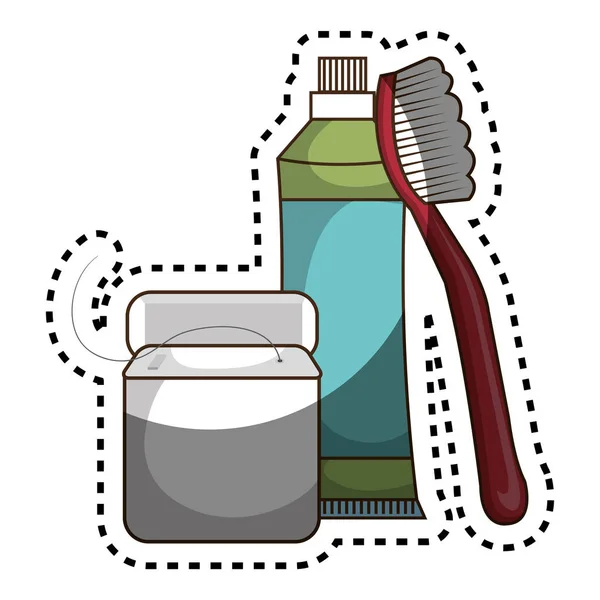 Cepillo de dientes y pasta de dientes aislado icono — Archivo Imágenes Vectoriales