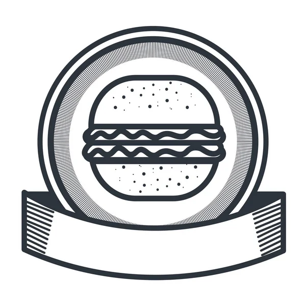 Hambúrguer ícone emblema restaurante — Vetor de Stock