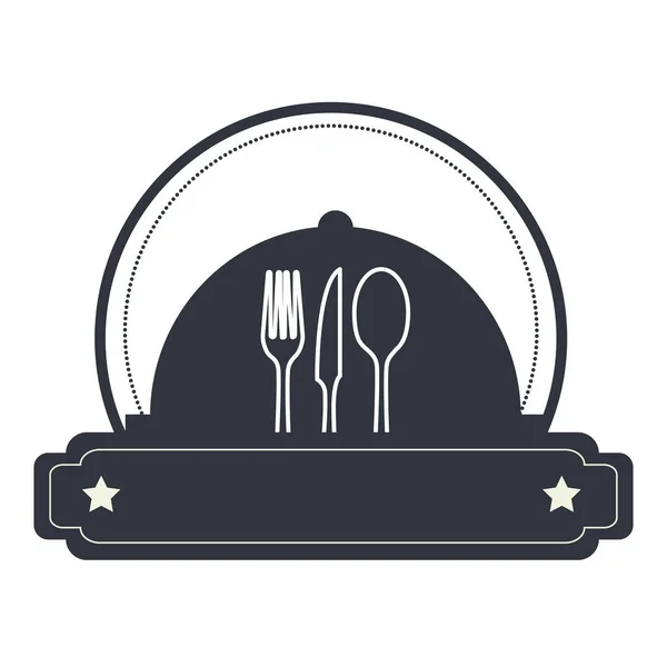 Restaurant-Emblem mit Besteck — Stockvektor