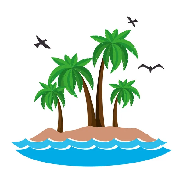 Zomer strand met palmen — Stockvector