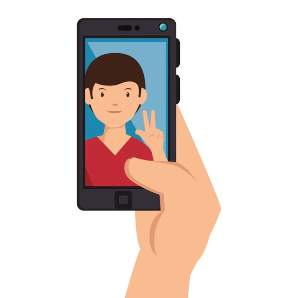 Icono de la tecnología de fotografía selfie — Vector de stock