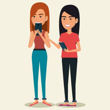 Smartphone karakterleri kullanan kişiler