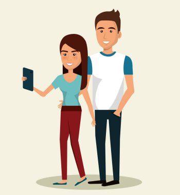 Smartphone karakterleri kullanan kişiler