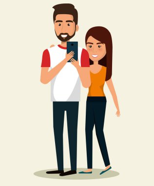 Smartphone karakterleri kullanan kişiler