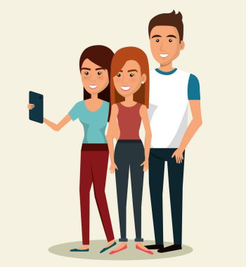Smartphone karakterleri kullanan kişiler