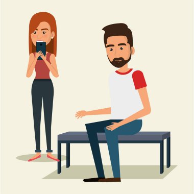 Smartphone karakterleri kullanan kişiler