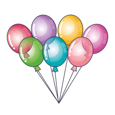 mutlu doğum günü partisi davetiyesi balonları hava ile