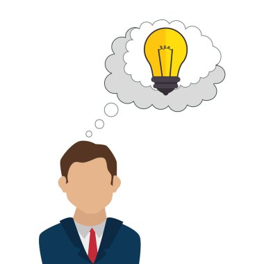 fikir simgesi ile işadamı karakter avatar