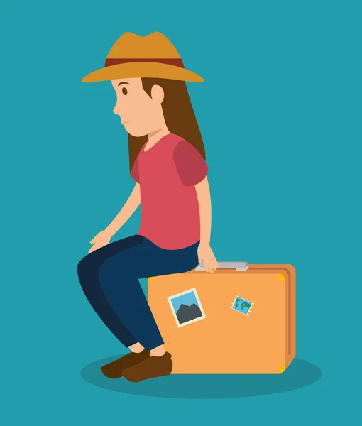 Mulher turista avatar personagem — Vetor de Stock