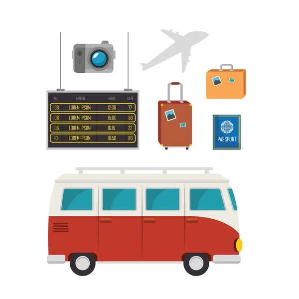 Équipement touristique ensemble icônes — Image vectorielle